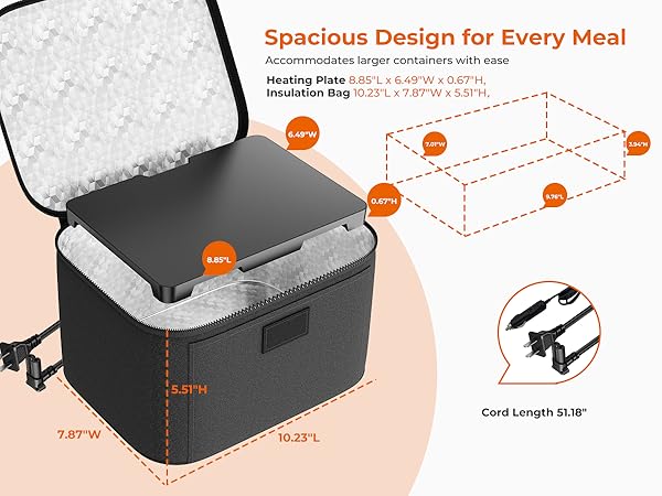 Electric Lunch Box Food Heater - 12V/24V/110V 3-in-1 Portable Oven Car Food Warmer