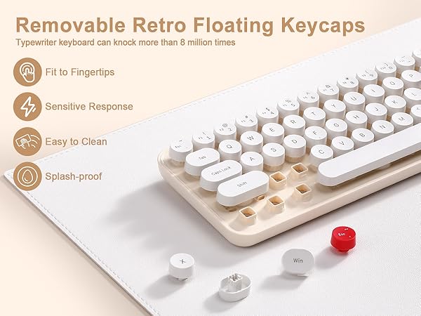 i68 Wireless Typewriter Keyboard and Mouse Combo