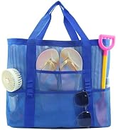 ASBEFORE Mesh Beach Bag Shower Caddy for Dorm Room Essentials, Portable 9-Pockets Large Hanging S...