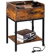 Lerliuo Nightstand with Charging Station and USB Ports, 3-Tier End Side Table with Storage Drawer...