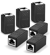 6 Pack RJ45 Cat 6 Coupler, Ethernet Cable Extender, in Line Ethernet Connector for Cat7 Cat6 Cat5...