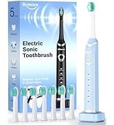 Bymore Electric Toothbrush for Adults,Travel Sonic Toothbrush with 8 Replacement Heads, Ultra Cle...