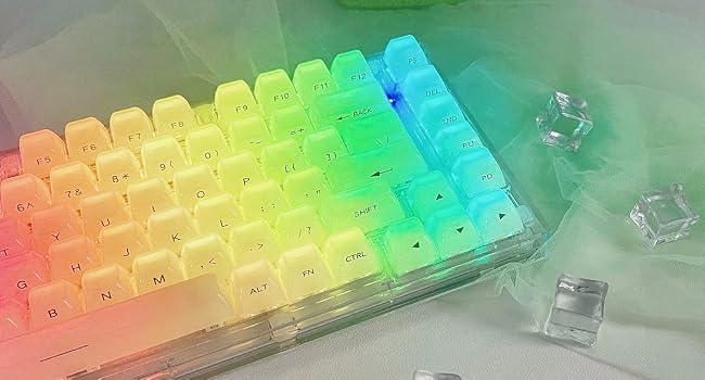 Womier Keyboard Keycaps Jelly - Ceramic Keycaps Style, Clear Creamy Green Key Cap