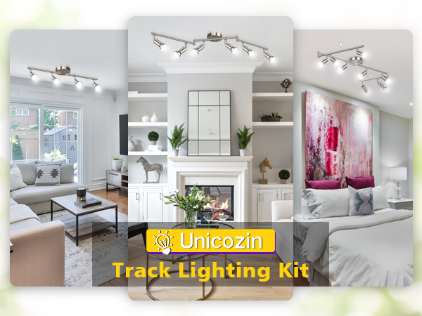 Unicozin LED Track Lighting Kit, Matt Nickel Ceiling Spot Lighting