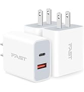 USB C Charger Block, 3-Pack 20W Dual USB C Wall Charger PD+QC Wall Plug 2-Port Type C Power Adapt...