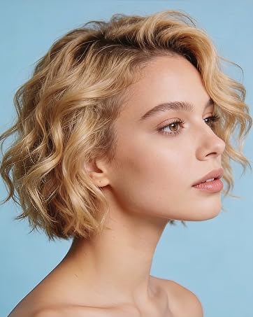 Short slightly curly hairstyle