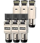 NataLink 6-Pack Cat 8 RJ45 Connectors Tool Free, Cat8 Field Termination Plug Shielded RJ45 Modula...