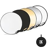 K&F CONCEPT 5-in-1 Light Reflector with Grip 22"(60cm) Photography Diffuser Collapsible Portable ...