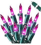 MYGOTO Purple Christmas Lights Outdoor, 2Pack 13Feet 50Count Halloween String Lights Connectable ...