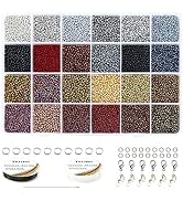 Ybxjges 19200Pcs Glass Seed Beads 2mm 12/0 Small Craft Beads with Jump Rings Lobster Clasp Crimp ...