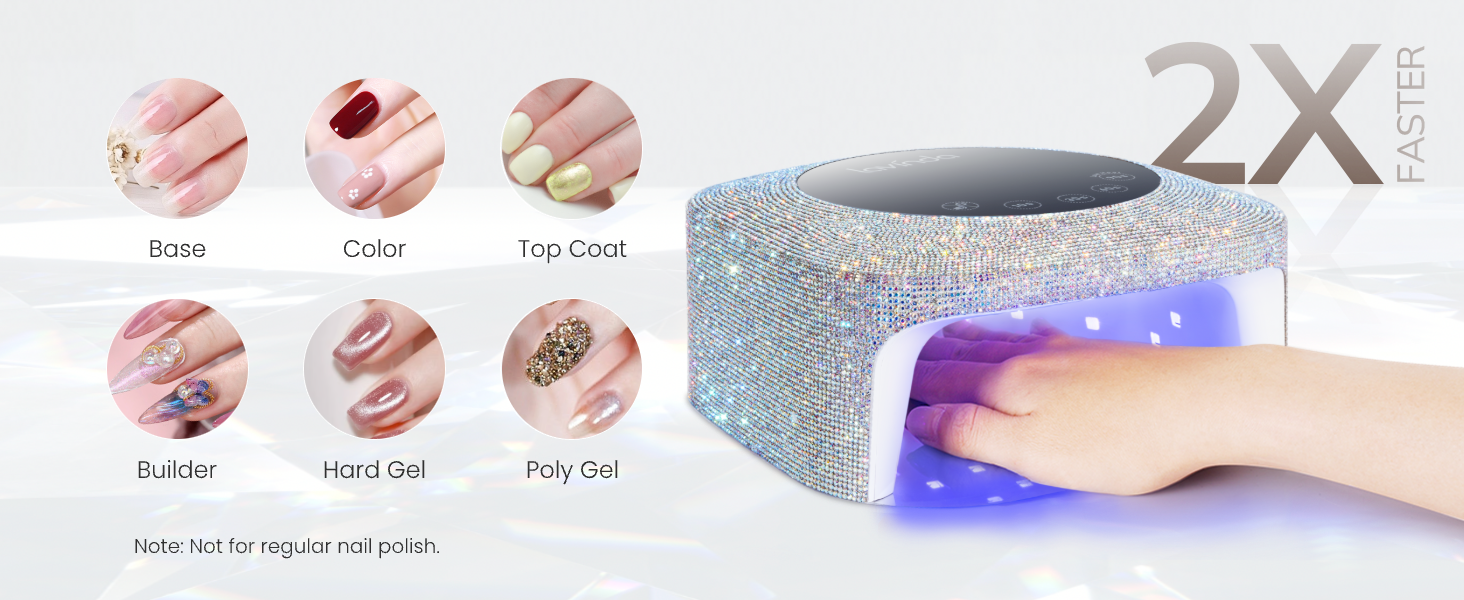 Prep?Apply?Cure?Finish steps; works with most UV/LED gel polishes and gels.