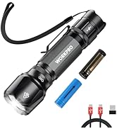 WORKPRO 1200LM Rechargeable Tactical Flashlight, EDC Mini Flashlight, Pocket Flashlight with Clip...