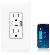 WiFi Smart Plug,in-Wall Smart Home Outlet Compatible with Alexa,Google Assistant,Timer Via App,US...