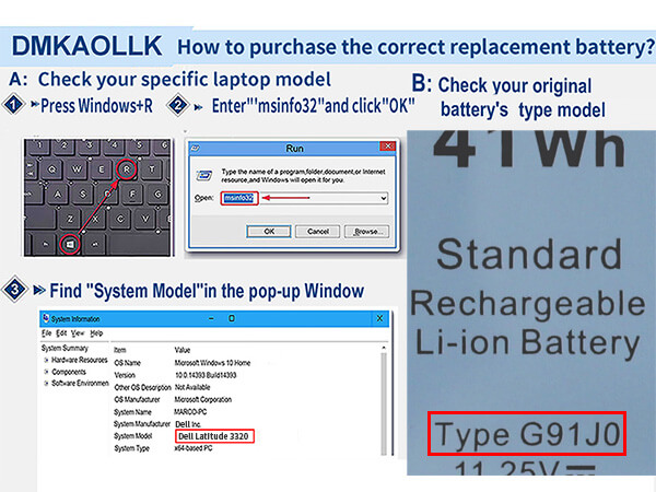 dell g91j0 battery 41wh