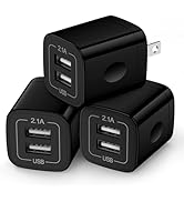 Wall Charger Block, 2.1A/5V Dual Port USB Wall Plug in Phone Travel Power USB Adapter Plug,3Pack ...