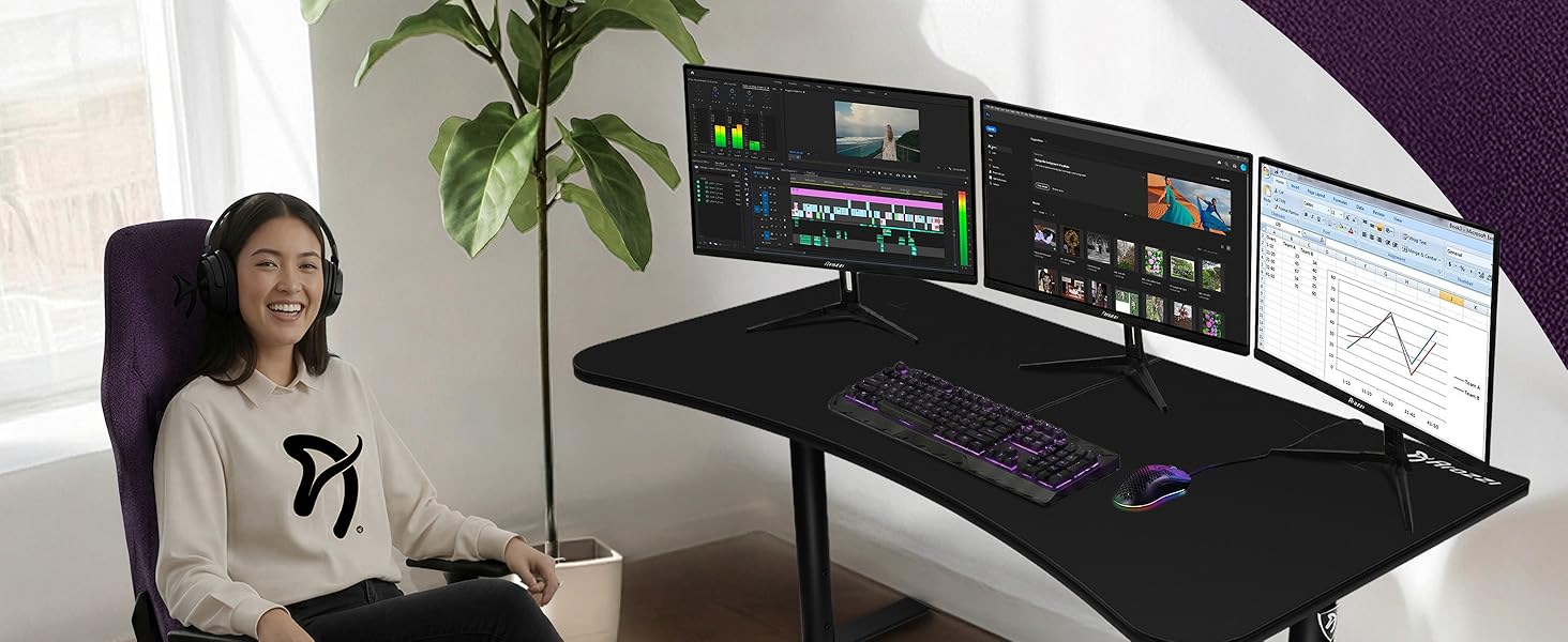 Gaming PC desk with durable top &amp;amp; reinforced legs