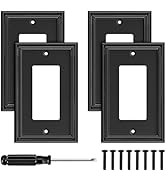 Black Modern Decorative Wall Plate Light Switch Cover Decorator Outlet Covers Rocker Switch Plate...