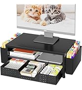 OPNICE Desk Organizer and Accessories, 2-Tier Computer Monitor Stand Riser with Drawer and 2 Pen ...