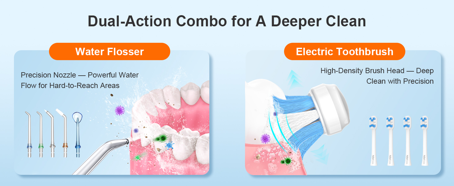 2 in 1 toothbrush and water flosser