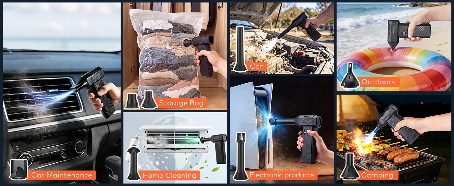 air duster for electronics cleaning, car maintenance, home cleaning, outdoor inflating, camping