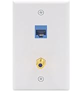 VCE Ethernet Coax Wall Plate (UL Listed), 2-Port Coax and Ethernet Wall Outlet with CAT6 Keystone...