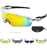 LOLOON Cycling Glasses for Men Women Youth, UV Protection Sports Sunglasses for Running Climbing ...