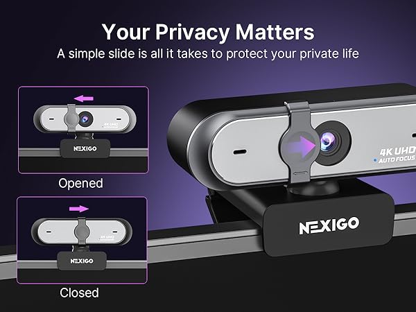 N660P Pro is mounted on a desktop, with a small inset showing privacy cover open/closed.