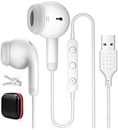 USB Earbuds for PC,Headphones with Microphone for Computer,Wired USB Headset with Mic Audio Contr...