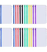 Antner 24PCS A6 Binder Pockets 6 Hole Budget Cash Envelopes for Cash Budgeting, Multicolor Zipper...