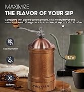 POLIVIAR Manual Coffee Grinder, Coffee Bean Grinder with Adjustable Ceramic Burr, Vintage Style W...