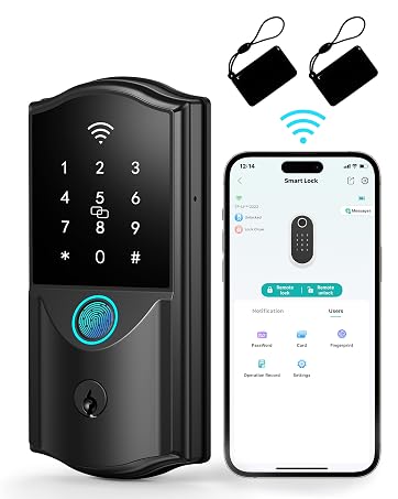 WiFi Smart Lock for Front Door – Firstriver Keyless Entry Electronic Deadbolt with Biometric Fingerp...