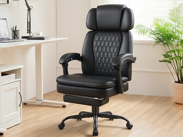 Executive Big and Tall Office Chair with Foot Rest Computer Office Chair with Adjustable Headres