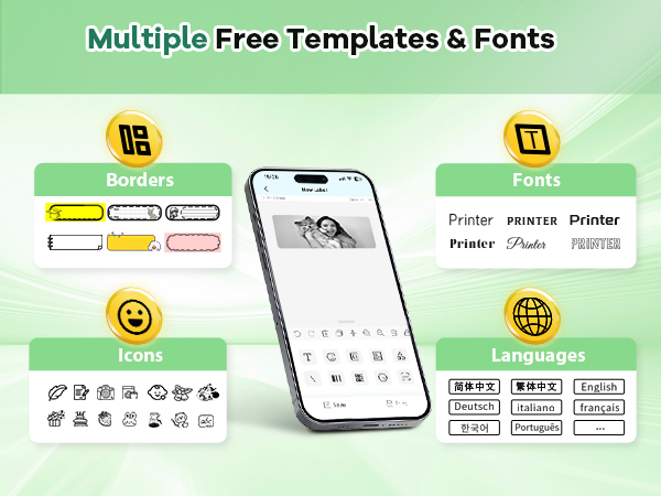 Free App &amp; multiple templates and fonts