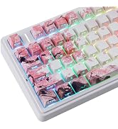 Tsungup PBT Keycaps Cherry Blossom Keycap Set - Custom Landscape Painting Sakura Pink Keycaps,131...