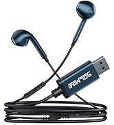 SOLMIMI USB Earbuds with Microphone for PC Laptop, 2M/6.5ft USB-A Headset Headphone with Micropho...