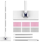 Snap Grip Mini Mop with 6 Washable Pads, Dust Mop Household Items for Wall Window Ceiling, Lazy D...
