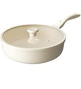 Redchef Ceramic Frying Pan with Glass Lid, Nonstick Deep Saute Pan for All Stovetops, Healthy Coo...