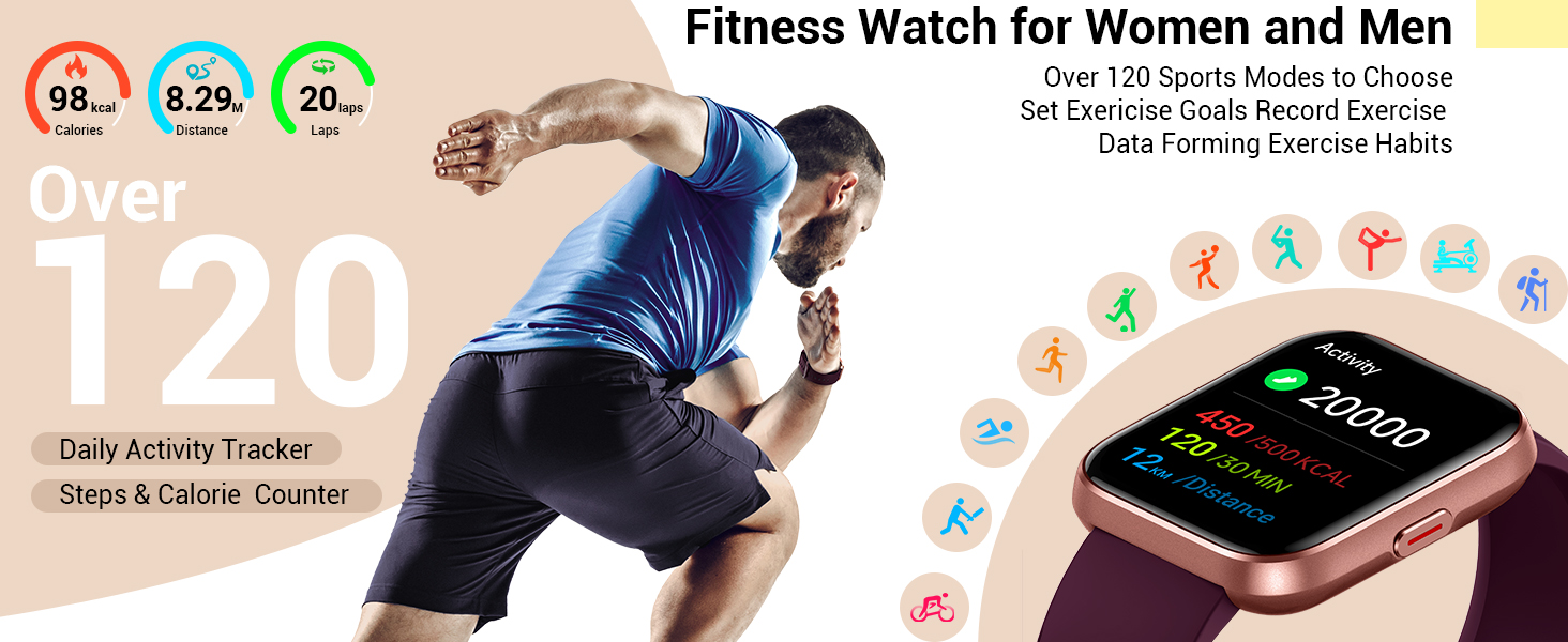Fitness watches for women Android and iPhone compatible smart watches for men