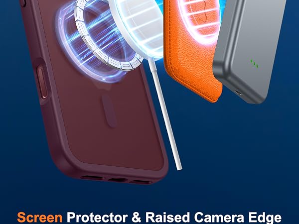 FNTCASE for iPhone 17 Pro Case: Translucent Wine Red Slim Cases Compatible with MagSafe