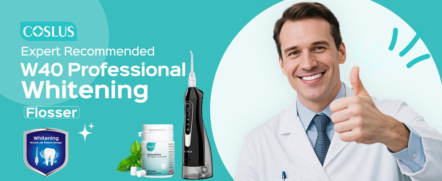 COSLUS Whitening Water Flosser Pick Portable Oral Irrigador Cordless Whitening Flossers for Teeth