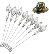 BENECREAT 8Pcs Set 4.92inch Pearl Hat Pins, Platinum Color for Hat Scarf Tie Decoration Vintage S...