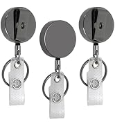 Heavy Duty Badge Reels 3 Pcs Retractable Badge Holder,Metal Badge Reel ID with Belt Clip Key Ring...
