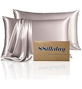 Mulberry Silk Pillow Cases 2 Pack Standard Size with Zipper, Ultra Smooth Soft Breathable Cooling...