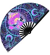 GloFX Rave Fan - UV Mushroom - Large Folding Fan - Music Festival Essential, EDM Rave Accessories...