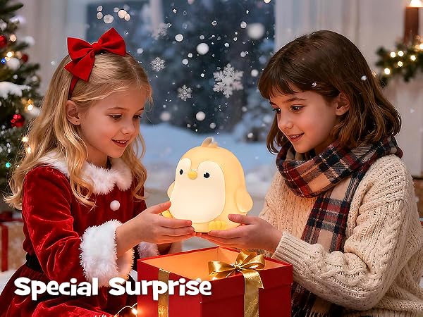 Greprety squishy penguin night light with rgb modes 3 brightness timer