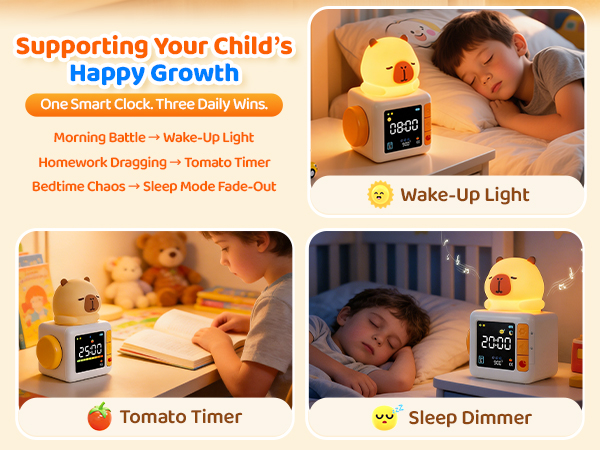 Capybara Kids Alarm Clock with Night Light 600*450-2