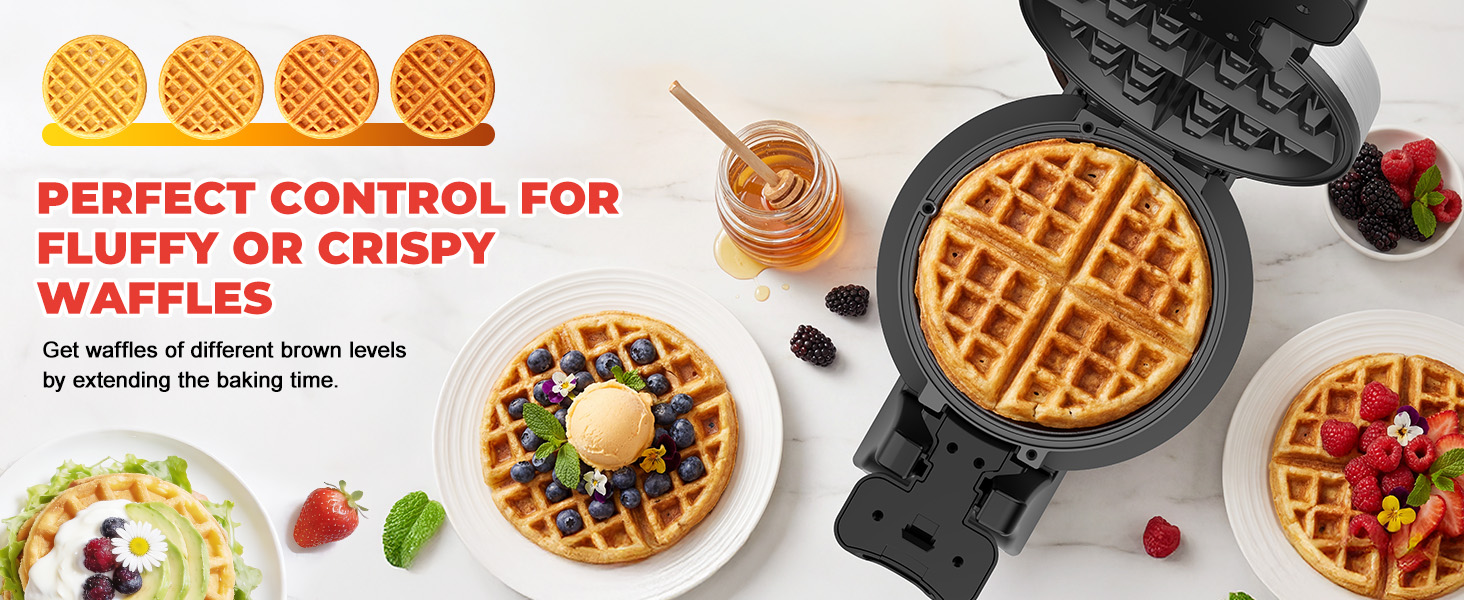 PERFECT CONTROL FOR FLUFFY OR CRISPY WAFFLES