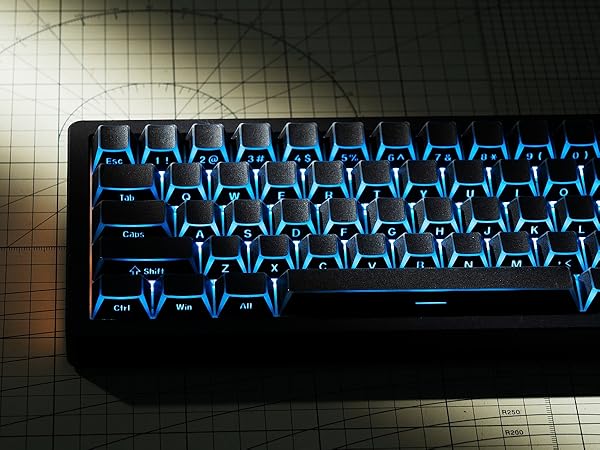 PBT Shine Through Keycaps Manga White, OEM Profile Side Printed Custom Key caps