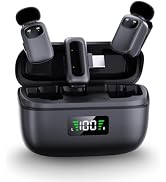 METTOMUS Wireless Lavalier Microphone for Android/Camera/Laptop with Charging Case, Third-Level N...