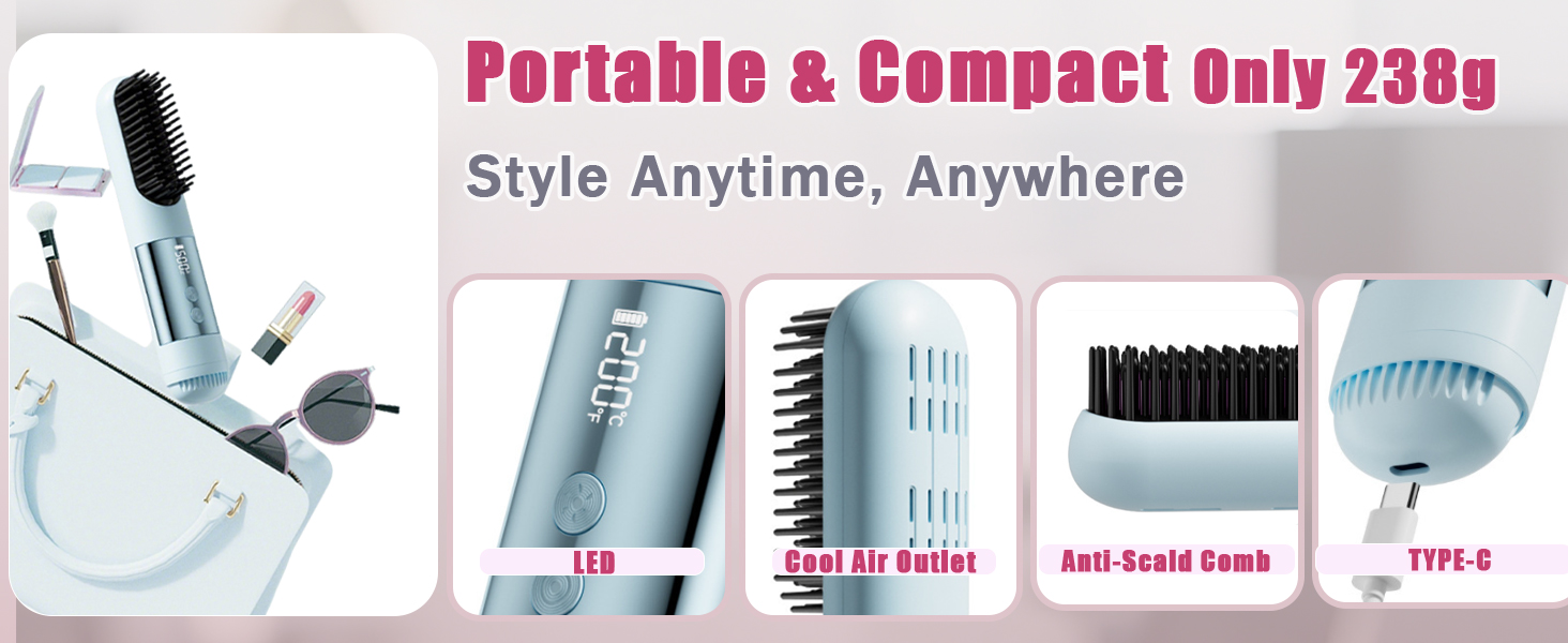 Cordless Hair Straightener Brush